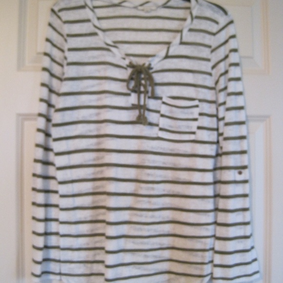 Anthropologie Tops - Pleione Green and cream striped shirt